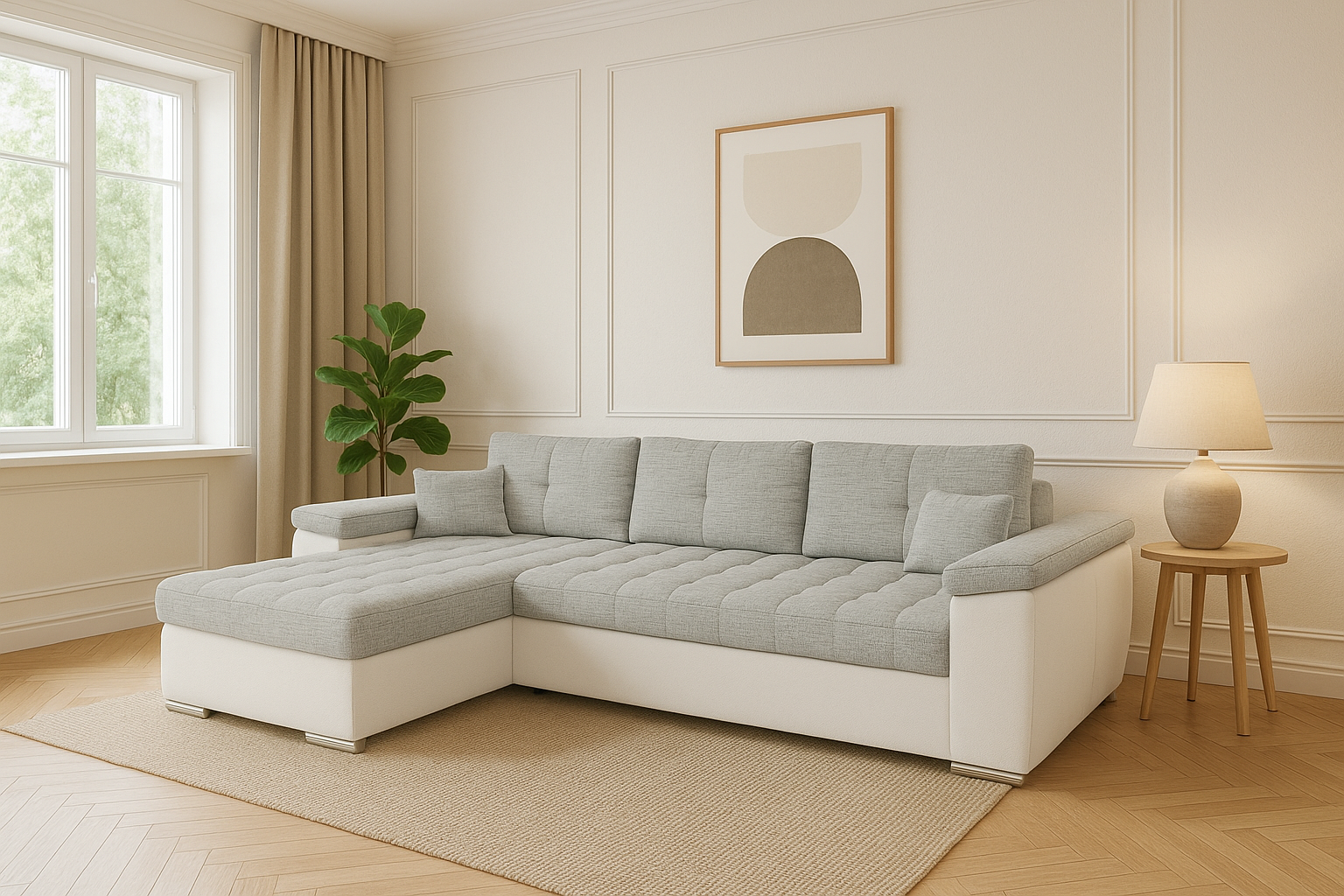 Vegas Corner Sofa Bed in elegant living room setting.