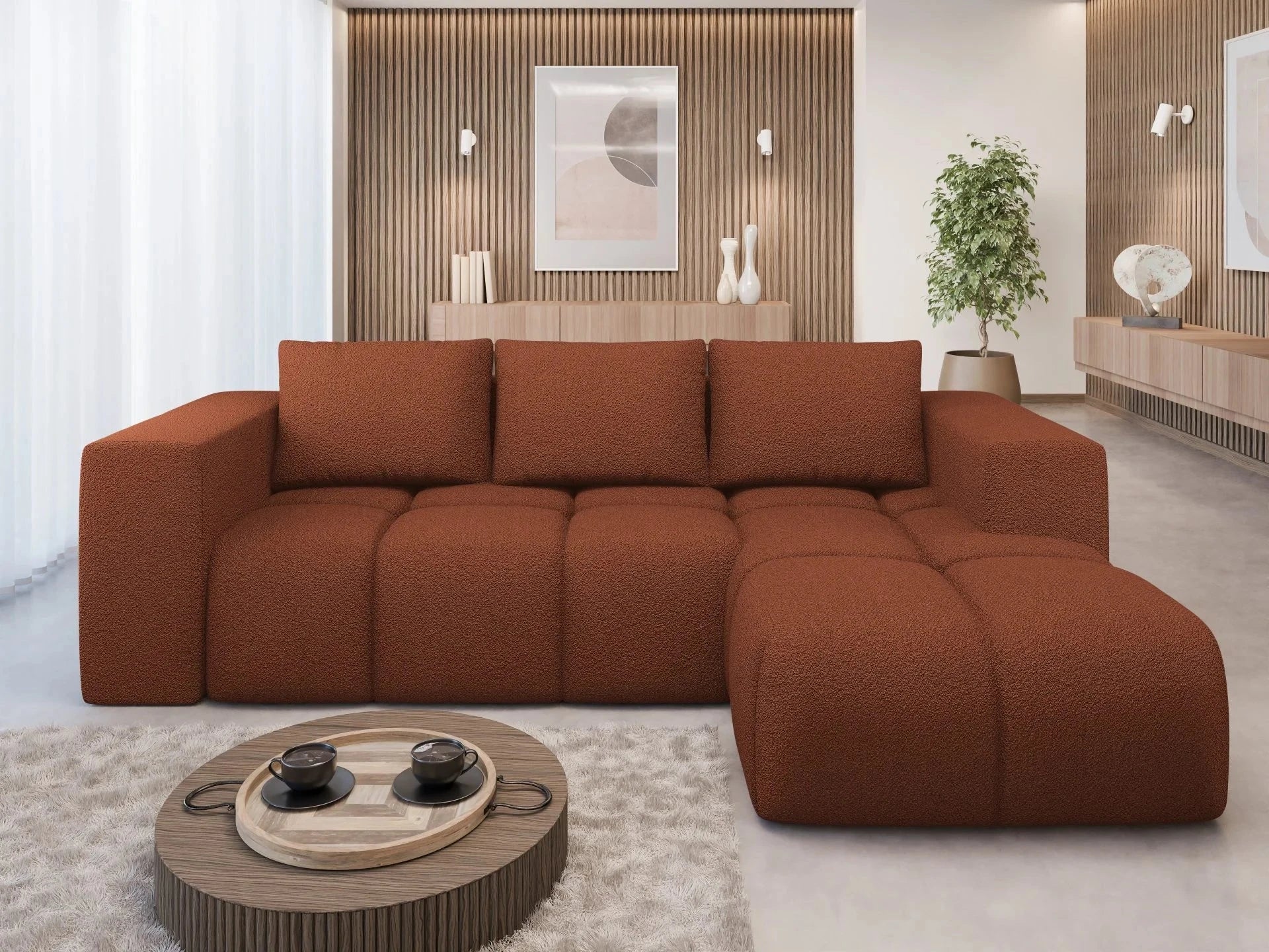 FLAVIO Corner Sofa Bed in modern living room.