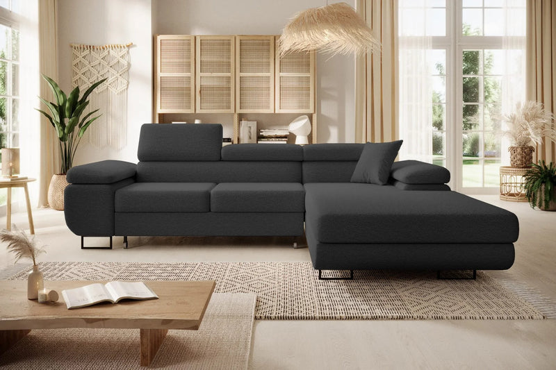 Luxurious NORBERG Corner Sofa Bed in boucle fabric, stylish and versatile for any living space.