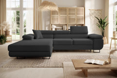 Luxurious NORBERG Corner Sofa Bed in boucle fabric, versatile and chic, perfect for lounging and entertaining.