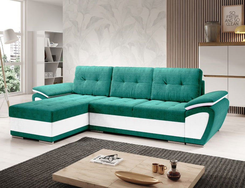 Luxurious ENZO Corner Sofa Bed in modern living room setting.
