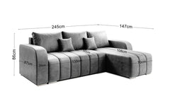 PUFETTO Corner Sofa Bed with modern design and gray fabric cover in a living room setting.