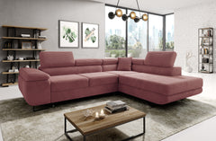 ASTROP Corner Sofa Bed in corduroy fabric, offering comfort and style in a modern living room setting.