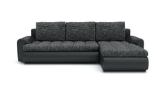 TOKYO Corner Sofa Bed with pull-out function, storage, and chrome legs in a modern living room setup.