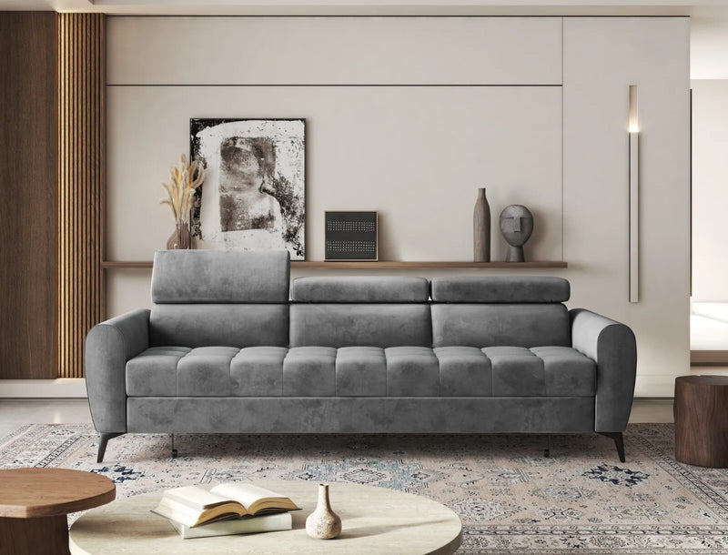 BJORN Sofa Bed with adjustable headrests in a modern living room setting.