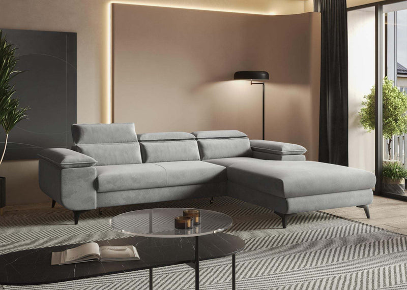 Modern FLAT corner sofa bed in a stylish living room setup.