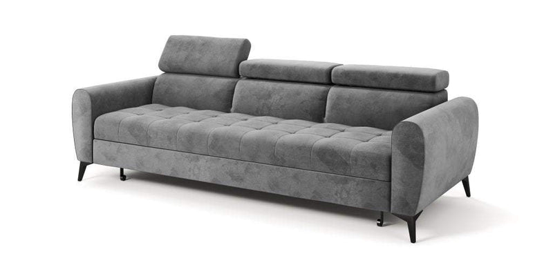 Gray BJORN Sofa Bed with adjustable headrests and hydrophobic fabric.